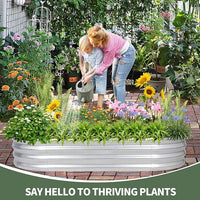 1MORE Galvanized Raised Garden Bed- Planter Garden Boxes Outdoor, Raised Beds for Gardening, 6x3x1ft Metal Garden Bed Kit for Vegetables Flower, Planter Raised Bed with Protective Tape & Tools.Silver
