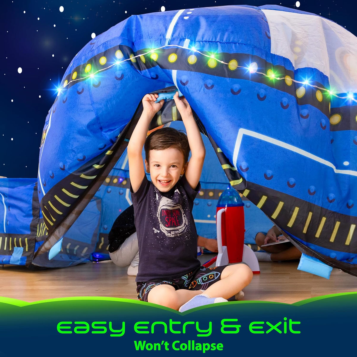W&O Space Explorer Inflatable Fort with Lights & Sound - Glowing Ufo - image 3