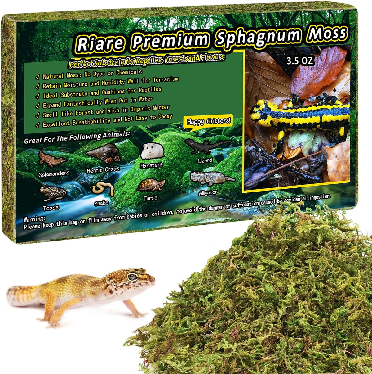 8 OZ Natural Sphagnum Moss for Reptiles - 6QT(4oz)
