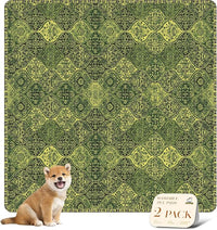 nunubaby Washable Pee Pads for Dogs, Stylish, Non-Slip and Leak-Proof Pee Pads. Reusable Potty Pads for Dogs for Crates and Floors.(Green/Multi, 54" x54")
