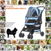ROODO 4 Wheel Dog Cat Pet Stroller Best Lightweight Foldable Compact - Sky blue - image 4