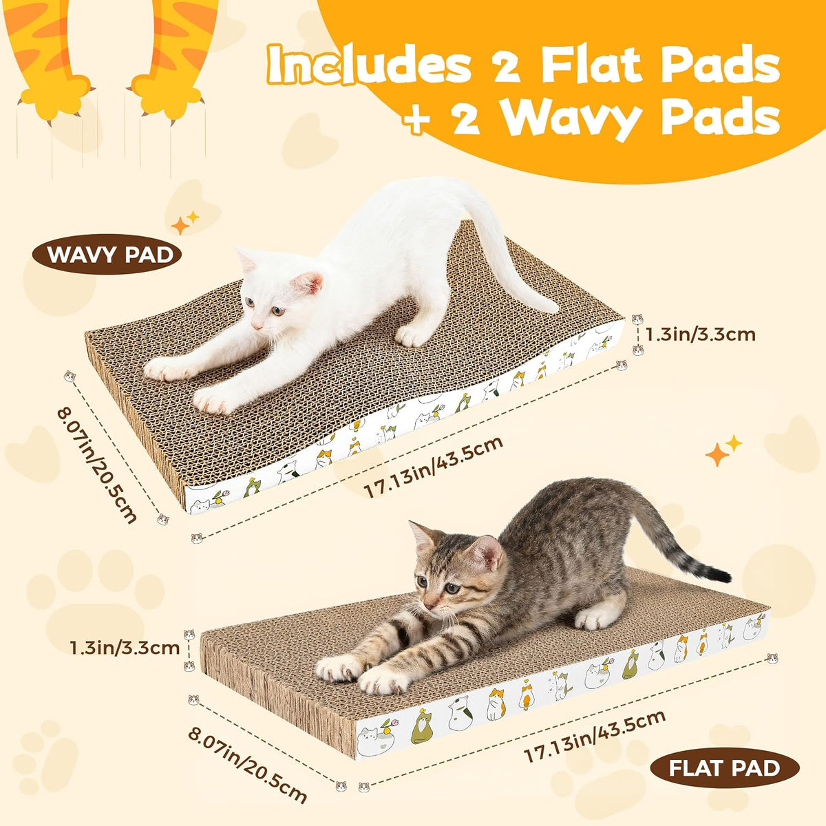 PatiencET Cat Scratch Pad with Box - Mix - 4 Pack - image 2