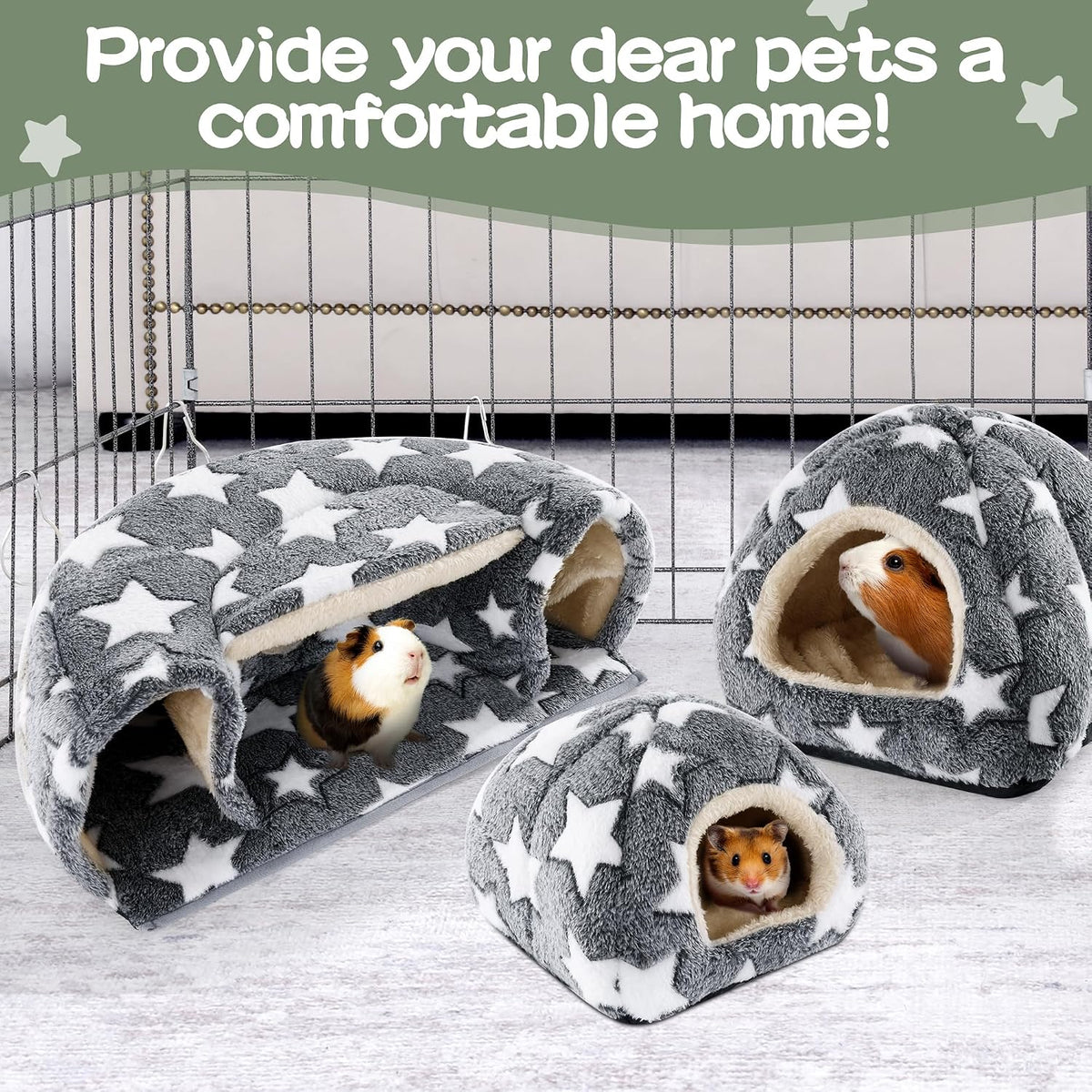 MABOZOO 3 Pack Guinea Pig House Accessories - Gray / L - image 4
