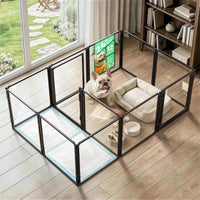 FXW AuraSpace Pro Clear Acrylic Indoor Dog Playpen, 32" H - Black / 24"H / 10 Panels + 2 Gates