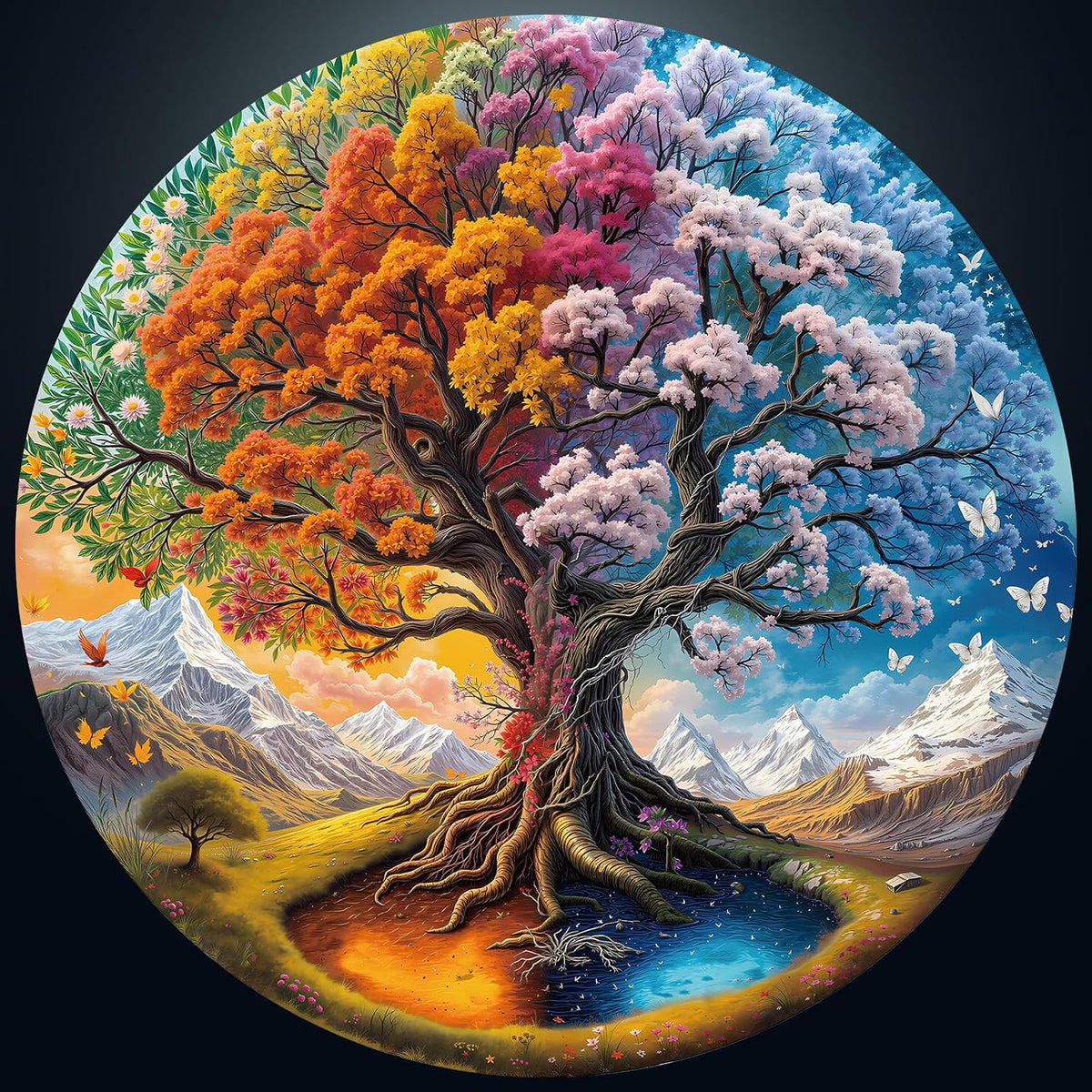 Masseruon 1000 piece round jigsaw puzzle with a sunset canyon image - view 4