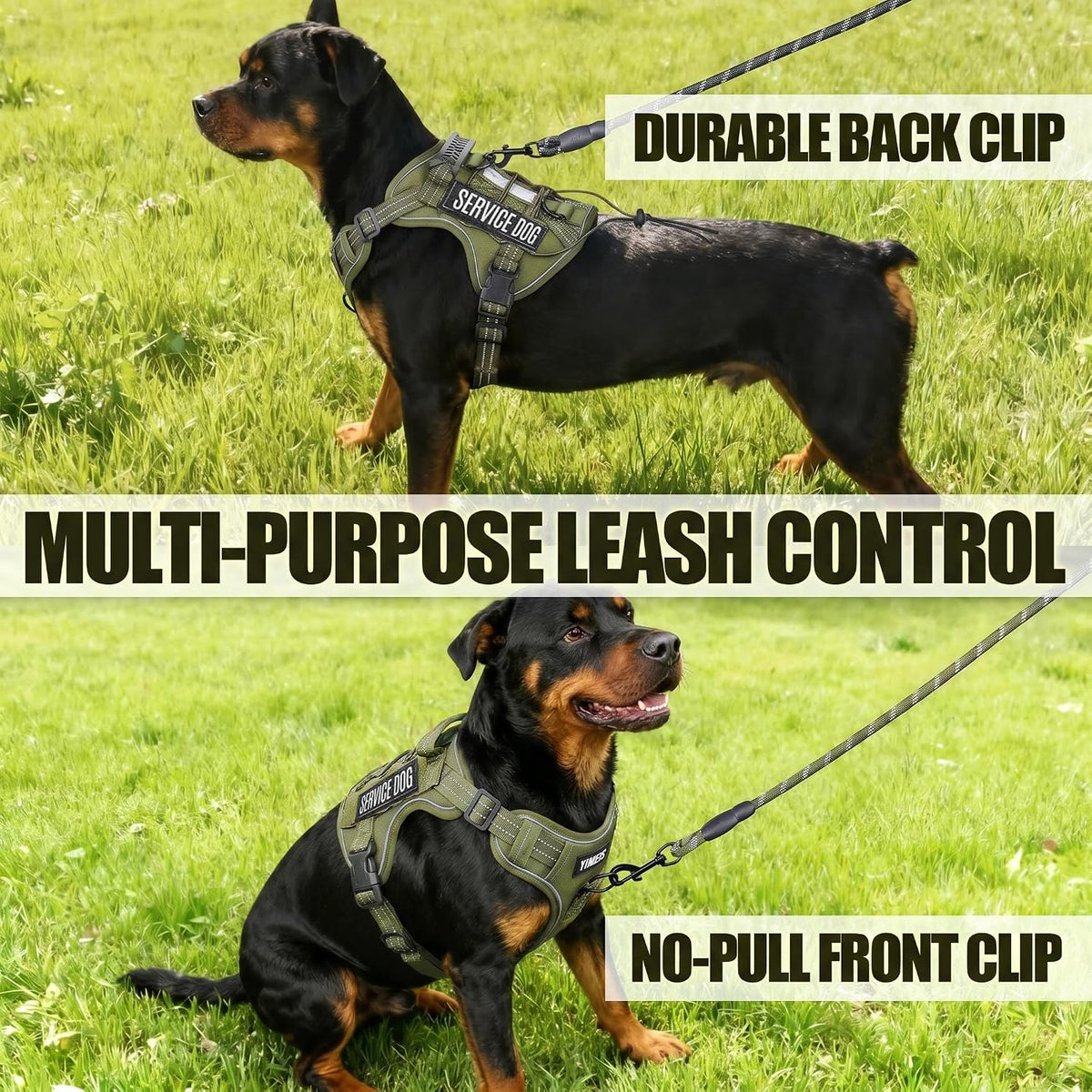 Dog Harness and Leash Set for Large Dogs - Army Green / M - image 2