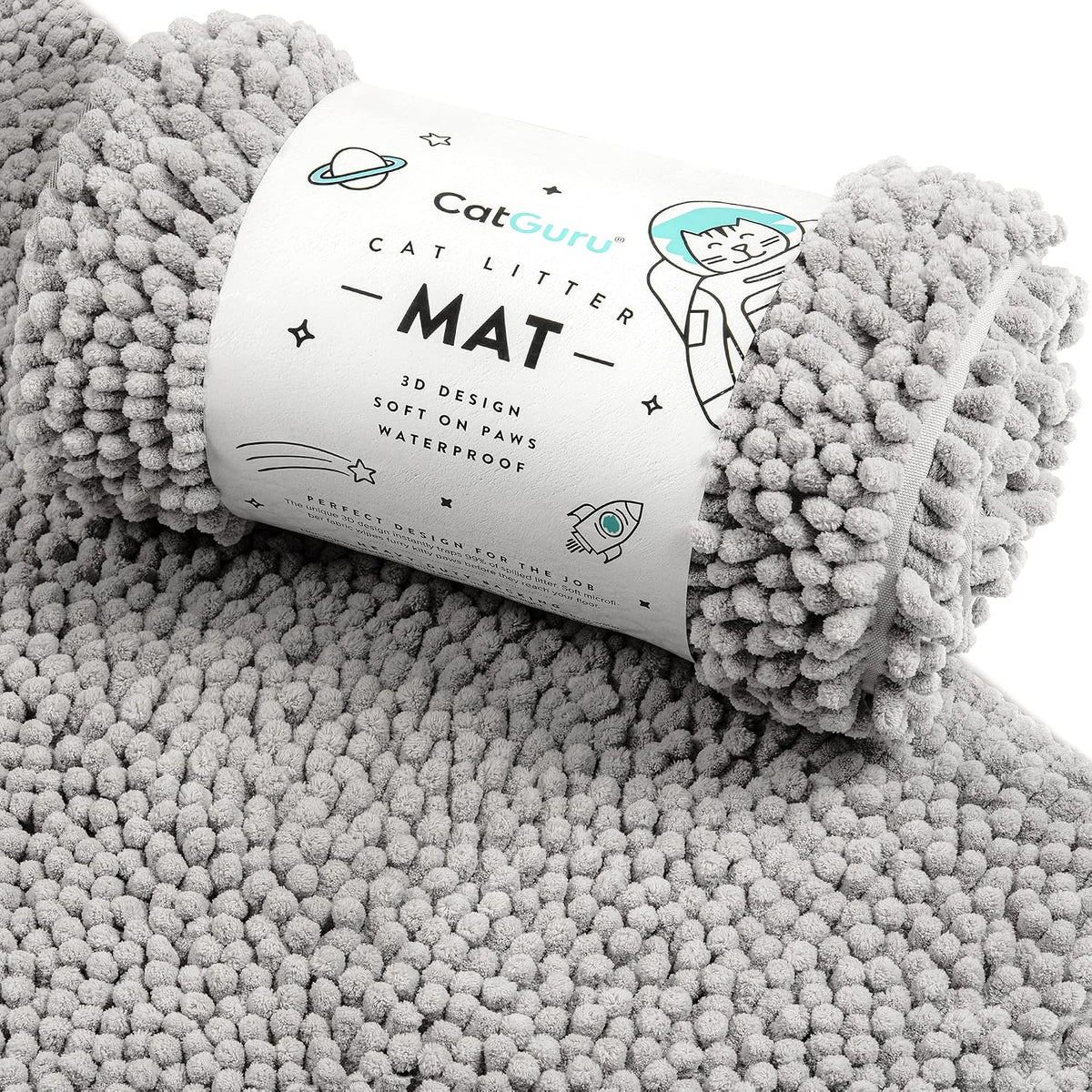 CatGuru Cat Litter Mat, Waterproof Litter Box Mat - Gray/ Heavy-Duty / Medium