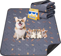 Sunheir Washable Pee Pads for Dogs 2-Pack Reusable Puppy Pads Pet Training Pads, Waterproof Dog Pee Pads for Crate, Whelping Pad, Non-Slip Protects Against Urine Leakage (Leaves - Deep Grey, 24x36)