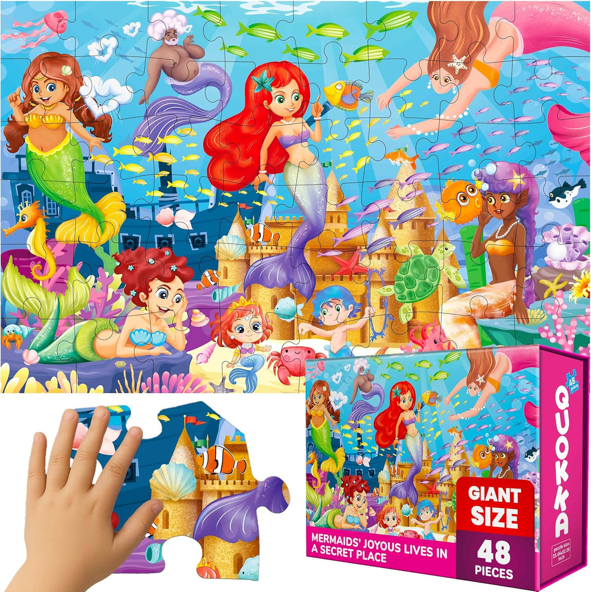 Giant Floor Puzzles for Kids Ages 4-6 - Mermaid