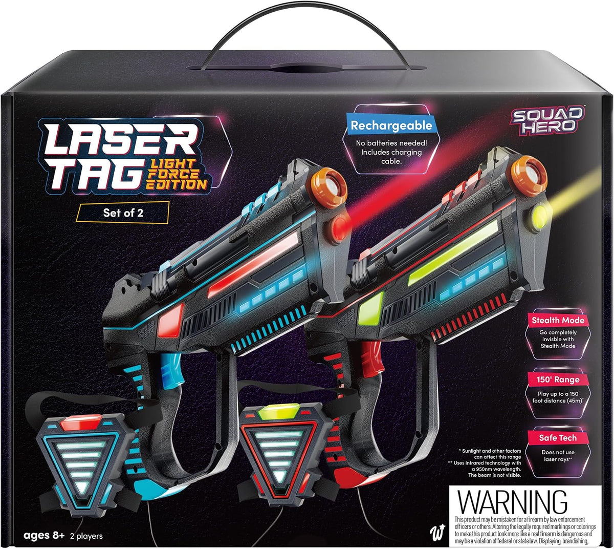 Squad Hero Rechargeable Laser Tag for Kids, Teens & Adults - 2 Pack