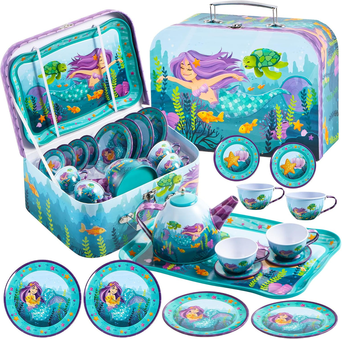 JOYIN Fairy Blossom Tea Party Set for Little Girls - Mermaid