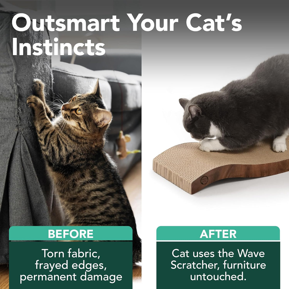 Reversible Wave Cat Scratcher for Indoor Cats - Dark Cherry / 2pcs - image 3