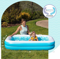3-in-1 Inflatable Baby Pool, Safety Secure Grip Handles - 65" Rectangular Summer Blue - image 4