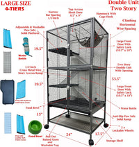 Large Two Full Story Deluxe Double Unit Small Animal Critters Rolling - image 3