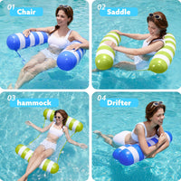 SLOOSH 2 Packs Hammock Pool Floats Adults - Strip-Blue, Retrogreen - image 2