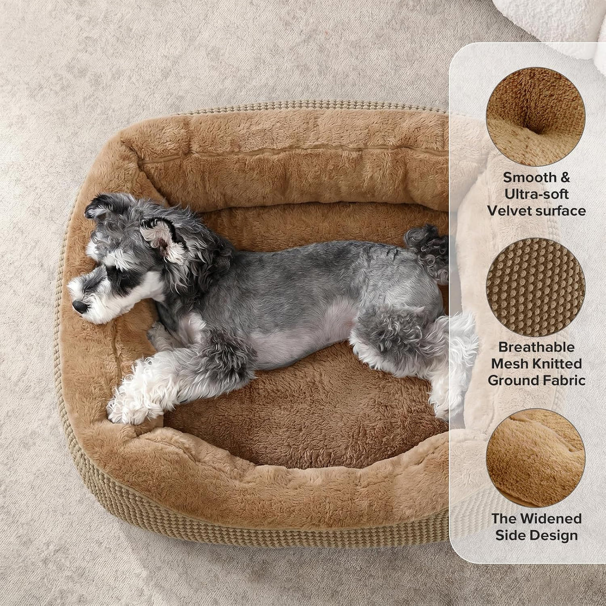 Medium Dog Beds for Medium Dogs Washable - L (35"x25"x9") / Brown - image 2