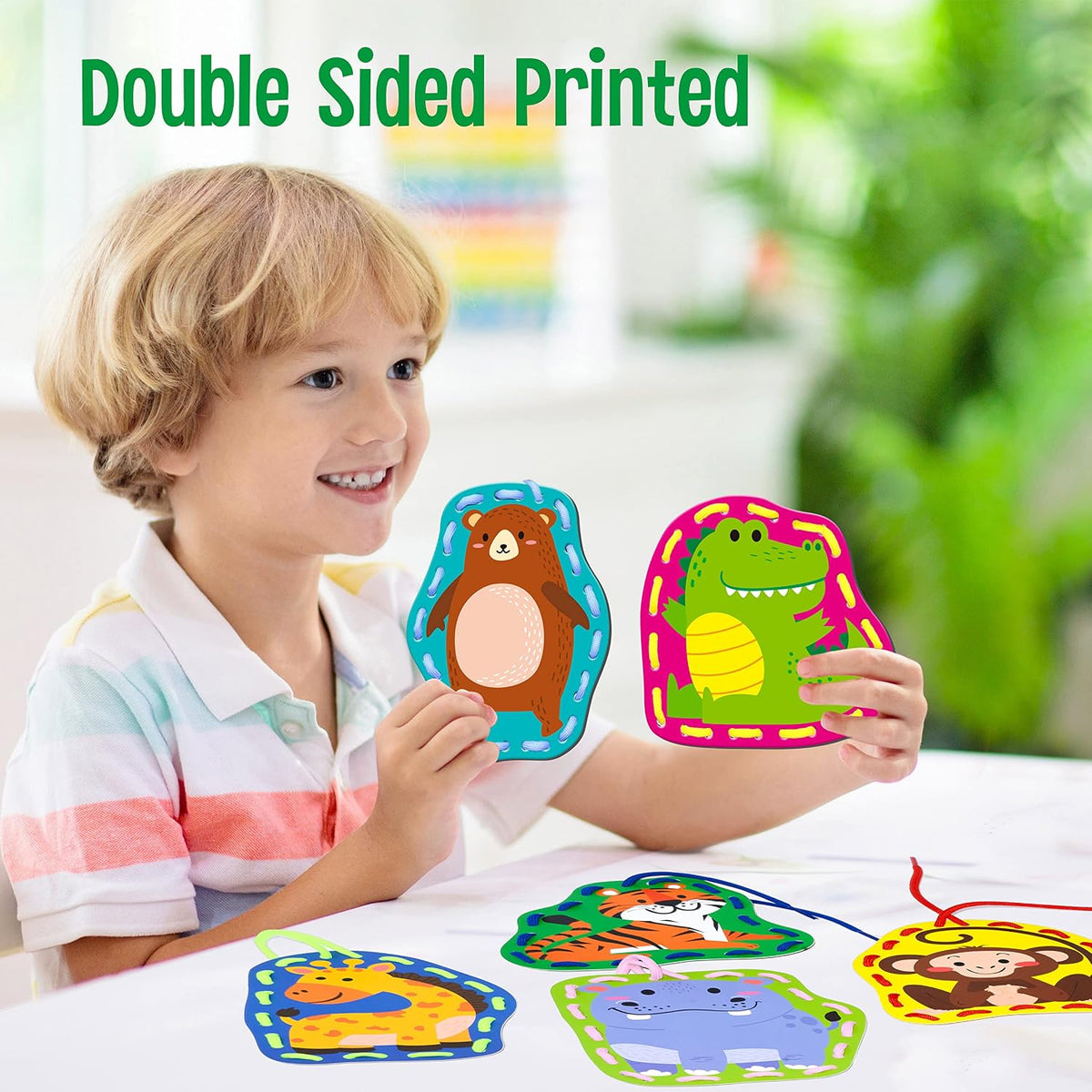 SpriteGru 9 Pieces Kids Lacing Cards - Animals - image 4