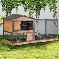 GUTINNEEN 2-Story Rabbit Hutch with Chew-Proof Full Metal Frame - Brown & Black