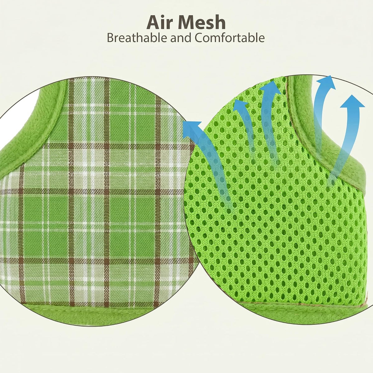 Plaid Breathable Rabbit Harness and Leash Set Escape Proof - Green / L - image 2