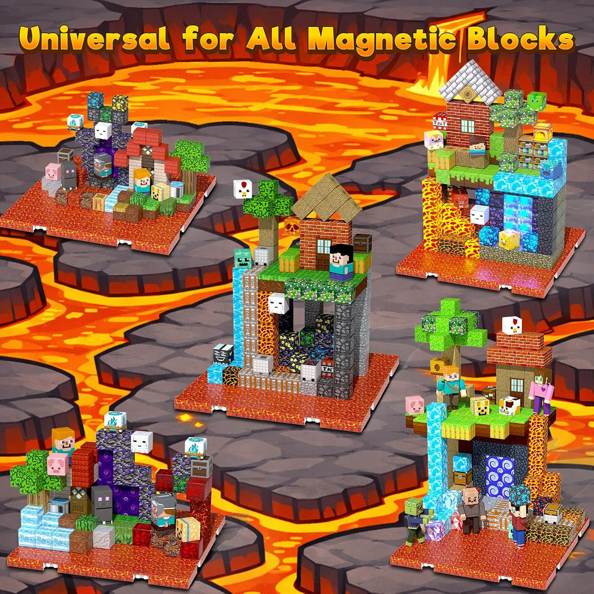 GraceDuck 300 PCS Magnetic Blocks, Magnetic Building Blocks - Red - 4pcs - image 4