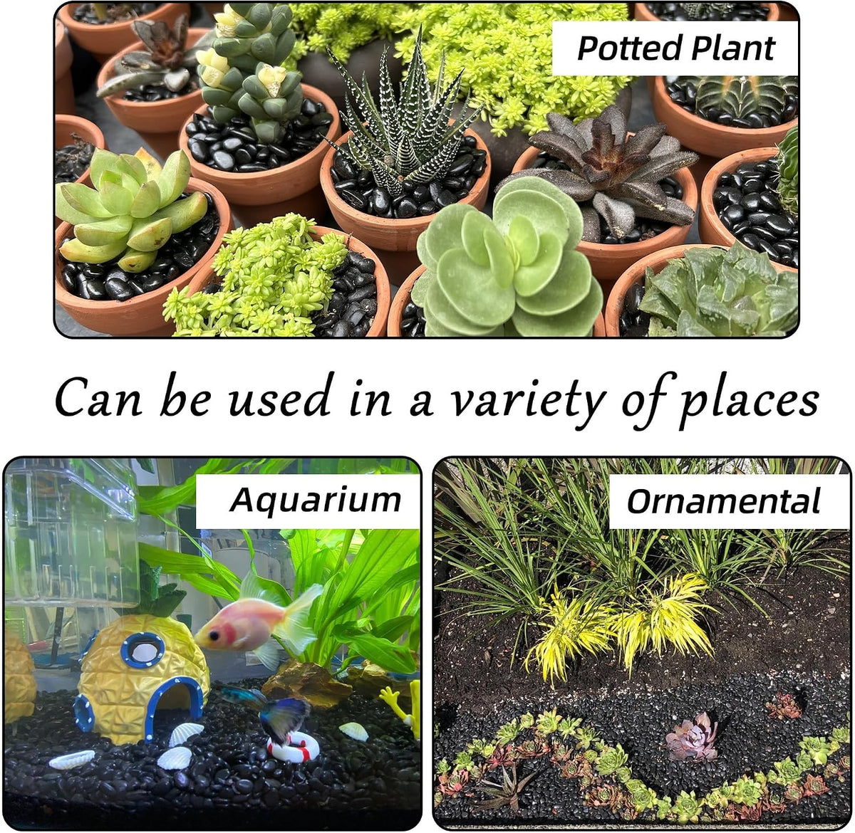 CJGQ 2.4lb Aquarium Gravel for Plants - Black / 45 lb (1/4 in) - image 4