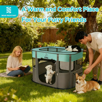 Foldable Pet Cat Playpen, Indoor Cat cage Crates S - Green / Medium（31.5"L x 23.6"W x 21.7"H） - image 4