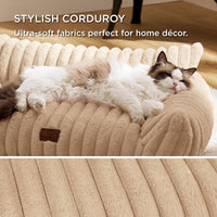 Bedsure ComfyFleece Shown on TV Fluffy Cute Cat Couch for Pets - 24x18x10" / Sandy Beige - image 4