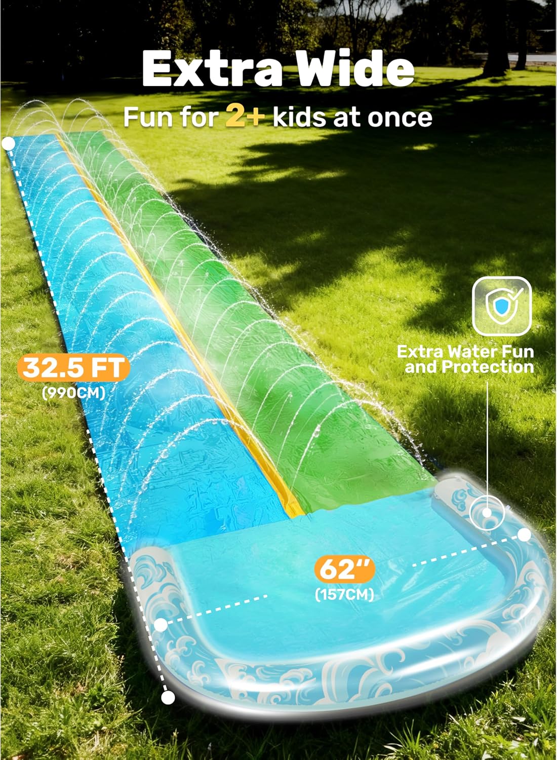 JOYIN 22.5ft Water Slides and 2 Bodyboards - Blue, Green / 32.5ft - image 2