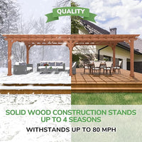 MUPATER 12x24 FT Wooden Pergola, All Cedar Wood Pergola Kit with Stakes, Quality Supported Structure, All-Season Durability, Snow and Wind Supported, Outdoor Shade for Backyard, Deck, Lawn, Patio