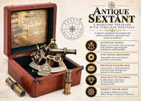Hanzla Collection antique brass nautical sextant with wooden box and two extra sighting telescopes - view 4
