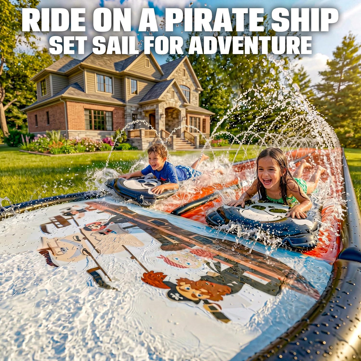 JAMBO Premium Triple Water Slide with 3 Bodyboards - 22ft Pirate - image 3