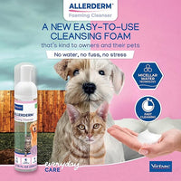 ALLERDERM Foaming Cleanser- Rinse-Free Waterless Micellar Foam for Dogs and Cats with Sensitive Skin by Virbac