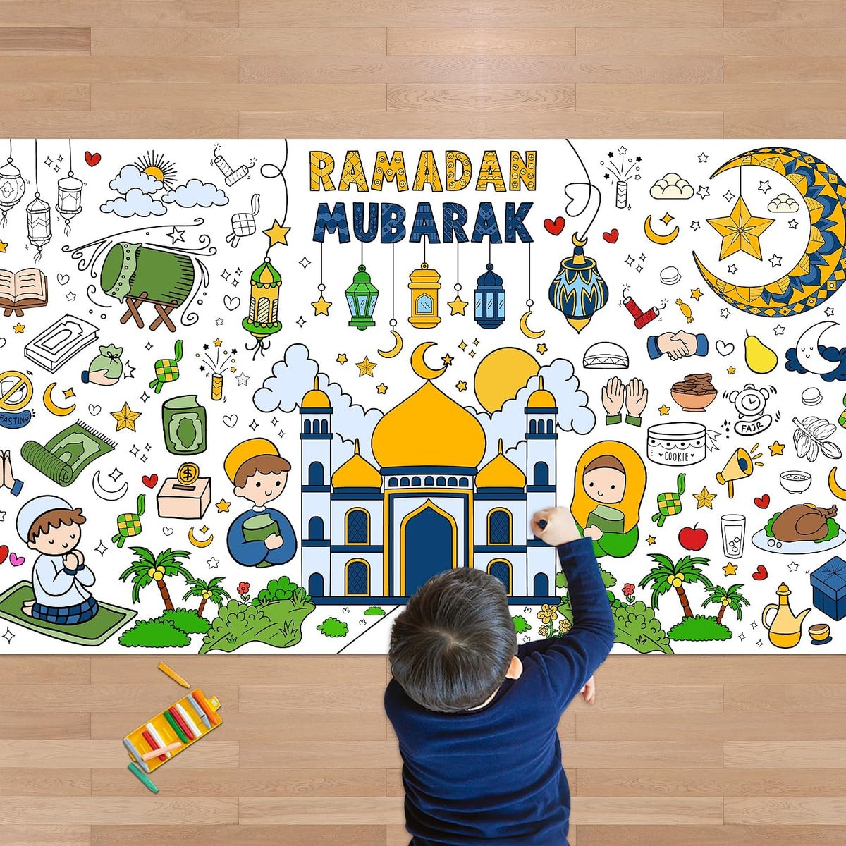 OHOME Halloween Giant Coloring Poster/Tablecloth-Halloween Crafts - Ramadan