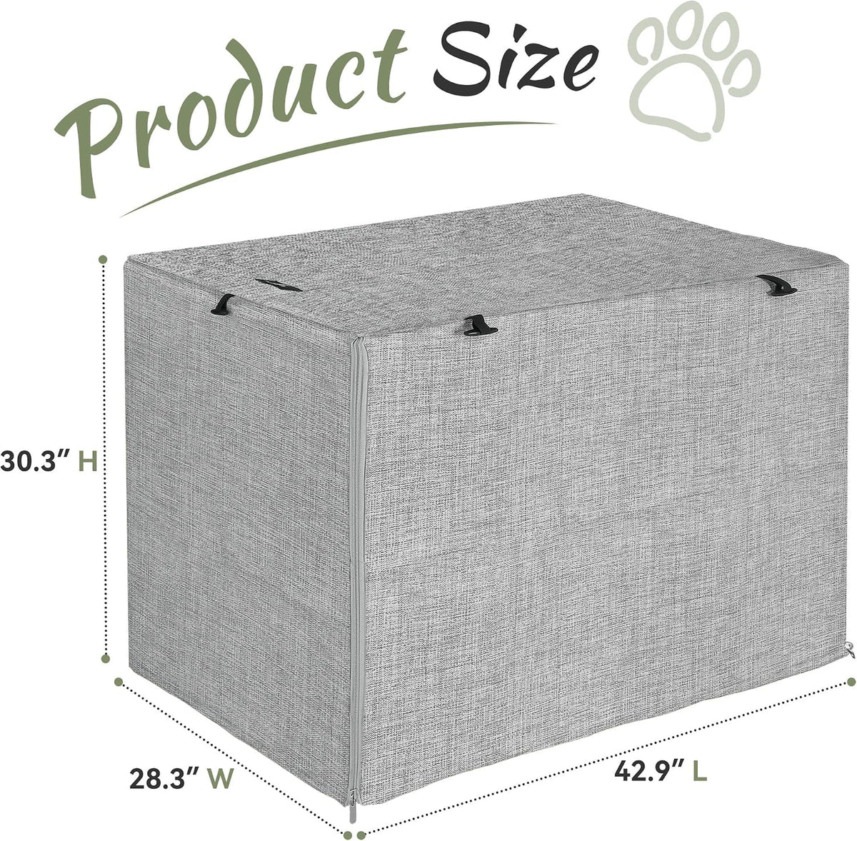 Akinerri Dog Crate Cover, Double Door Waterproof Kennel Cover - 42.0"L x 28.3"W x 30.3"H / Grey - image 2