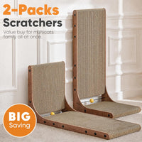 FUKUMARU Cat Scratcher, 26.8 Inch L Shaped Cat Scratch Pad for Indoor Cats – Essentials for Cats - 2 Pack 25 in Walnut Color - image 2