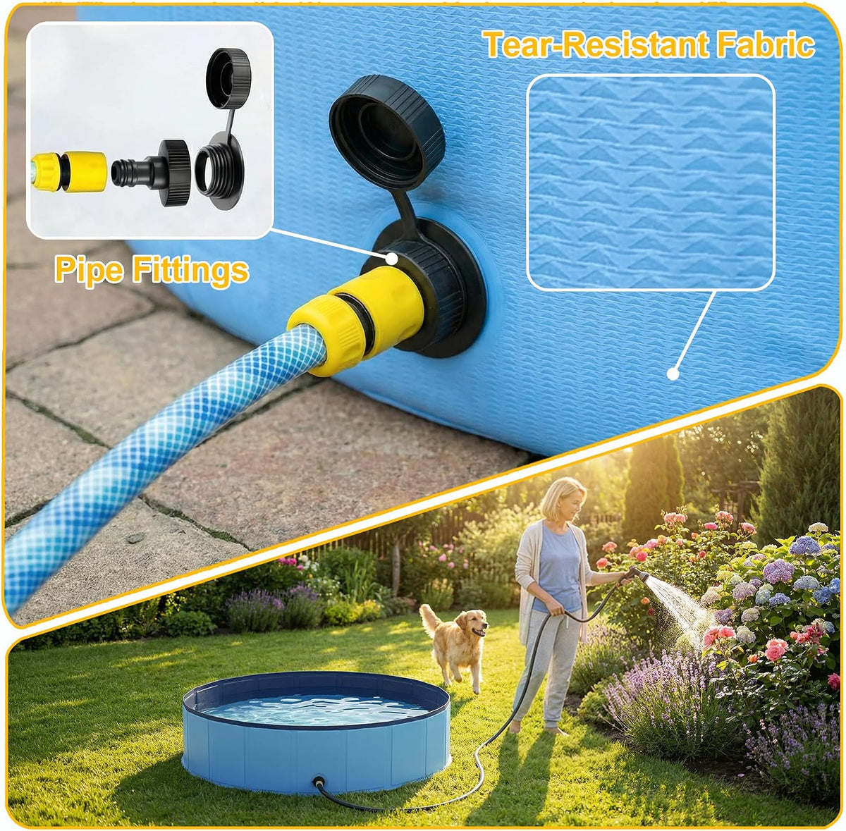 Foldable Dog Pool, Collapsible Dog Swimming Pool Hard Plastic Portable Pets Bath Tub for Dogs - 4XL - 80" x 16" - image 4