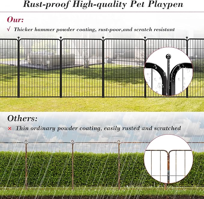 Dog Playpen 40 inch 24 Panels Indoor Outdoor Dog Pen for Large/Medium/Small Dogs Heavy Duty Metal Dog Fence Outdoor for Yard, Puppy Playpen with Door Portable Pet Fence for RV Camping Yard