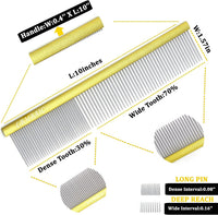 Metal Dog Grooming Combs Shedding Tangles, Knots, Mats. - Large / gold - image 2