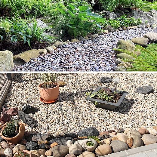 40lbs River Rocks, 1-2 Inch Natural Pebbles for Plants, Hand-Picked Premium Stones for Landscaping and Garden Design, Fish Tank, Flower Pots, Pathways and Backyard, Mixed Color