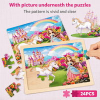 SYNARRY Large Unicorn Princess Fairy Wooden Puzzles for Kids Ages 4-6 – Fun for Kids & Family - Unicorn - image 3