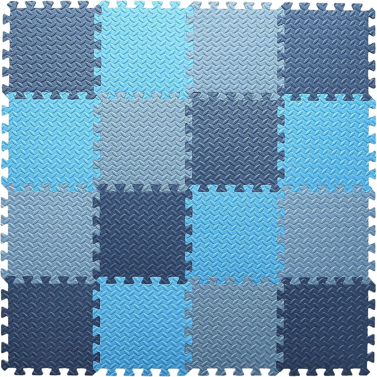 Foam Play Mat for Baby, Soft Non-Toxic Baby Playmat - Dark Blue/Blue/Gray Blue / 16 Pcs/47.2*47.2 - image 2