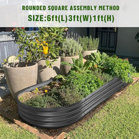 Land Guard 6×3×1 ft Galvanized Raised Garden Bed Kit， Raised Garden Boxes Outdoor, Oval Metal Raised Garden Beds for Vegetables, Flowers, Herbs（Grey）……
