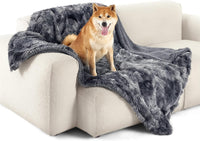Bedsure Waterproof Dog Blankets for Large Dogs, Fluffy Faux Fur - Tie-dye Grey / L(40x50") - image 4
