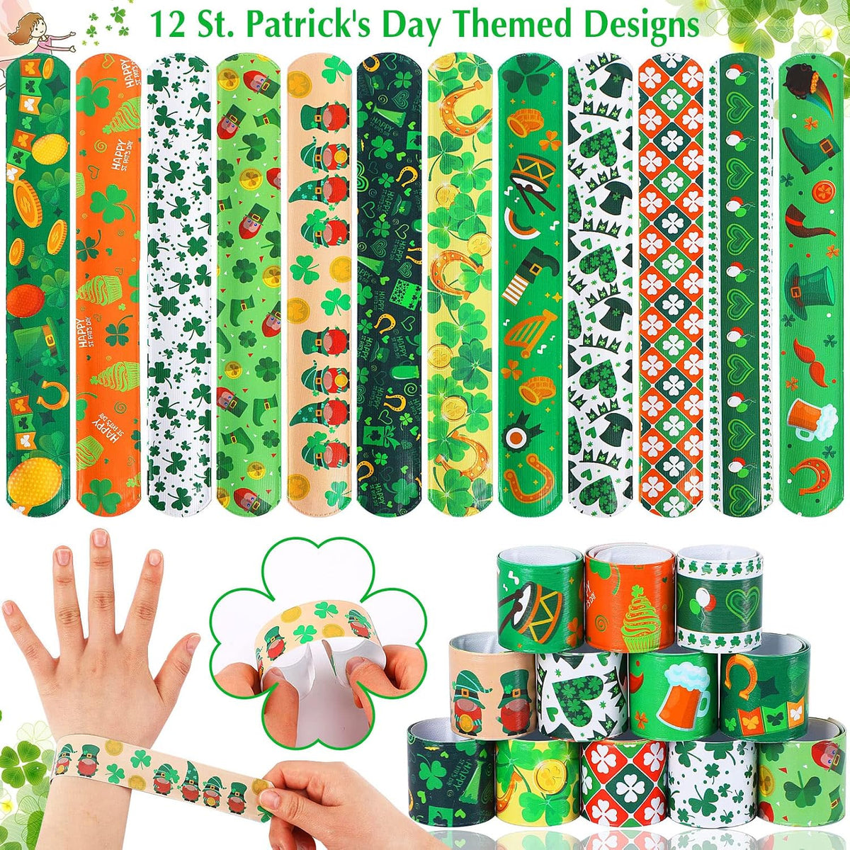 Junebrushs 56 fall Thanksgiving slap bracelets with turkey, pumpkin and leaf designs - view 32