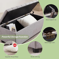Ottoman with Storage 38 inches, Furniture End of Bed Storage Benches, Long Ottomans Bench with hinged lid, Bench seat Trunk for Foot Rest in Bedroom, Living Room (Gray)
