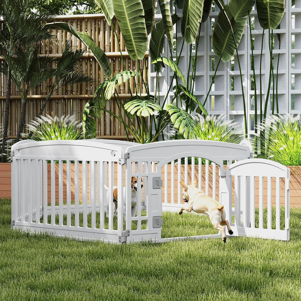 DUMOS Plastic Dog Playpen - White / 6 Panel / 24IN - image 4