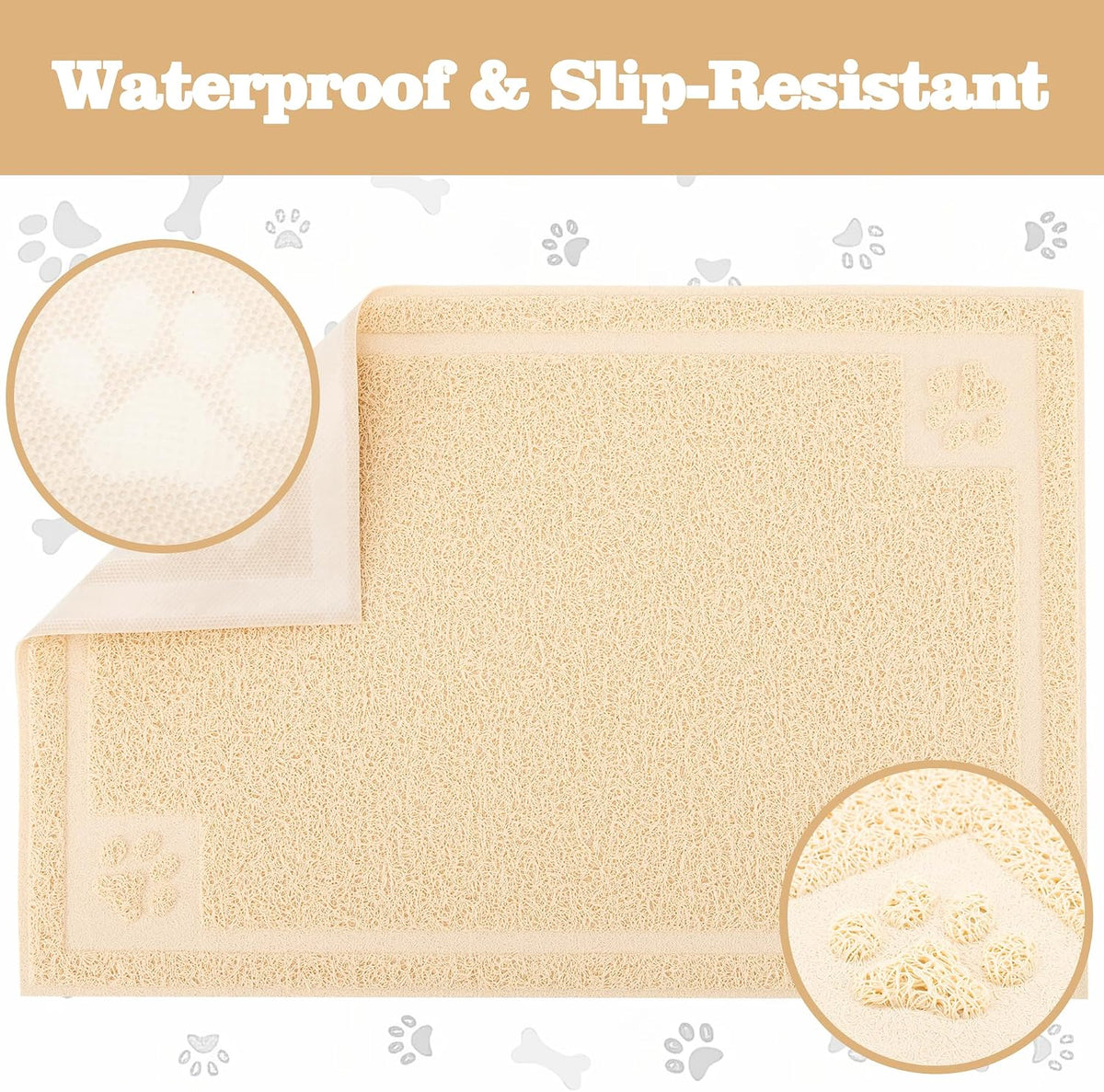 Darkyazi Pet Feeding Mat Large for Dogs and Cats - Beige - image 3