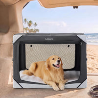 Lesure Portable Soft Collapsible Dog Crate for Large Dogs - Charcoal Grey / 42.0"L x 28.0"W x 30.0"H