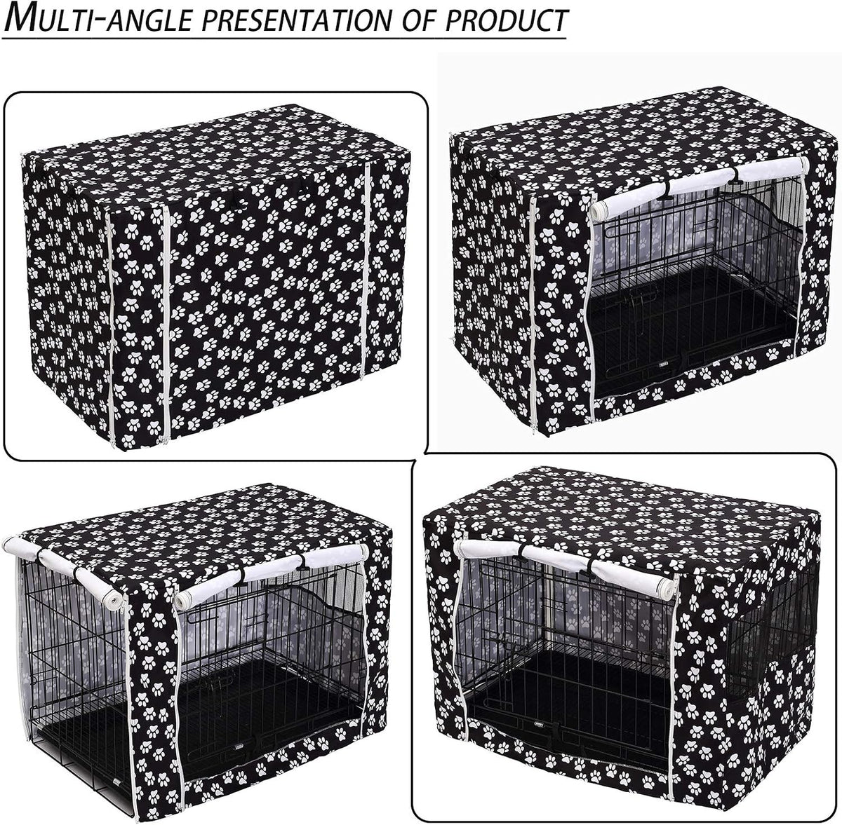 Pethiy Dog Crate Cover Durable Polyester Pet Kennel Cover Universal - 48.0"L x 30.3"W x 32.0"H / Black - image 2