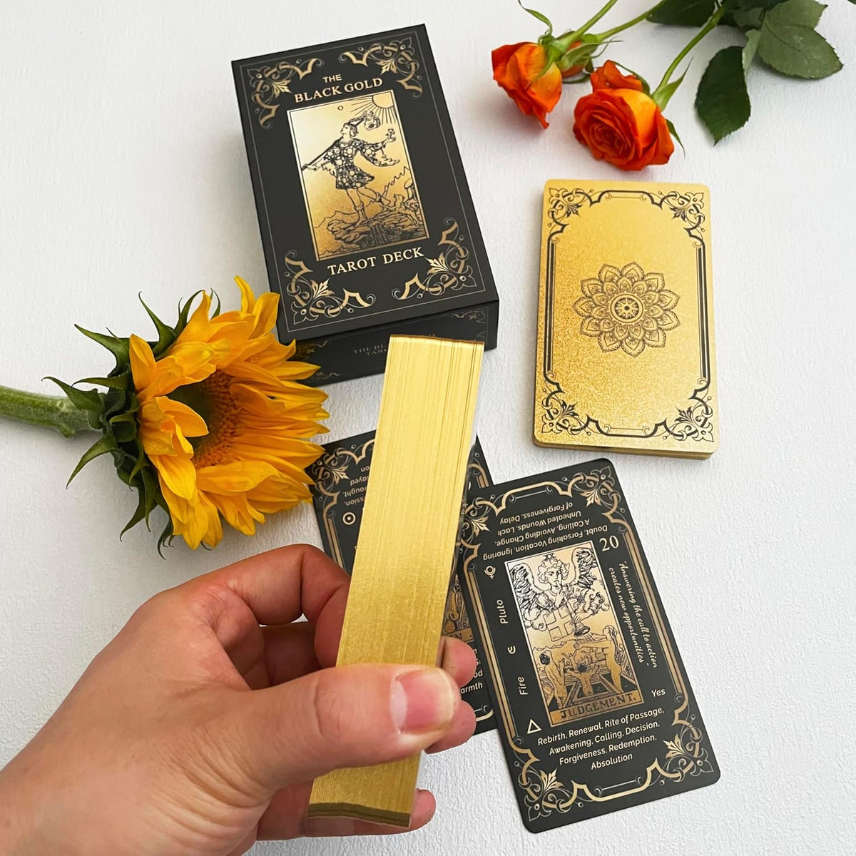 Black Gold Tarot Cards Set, Beginner's Tarot Cards with Meanings - image 3